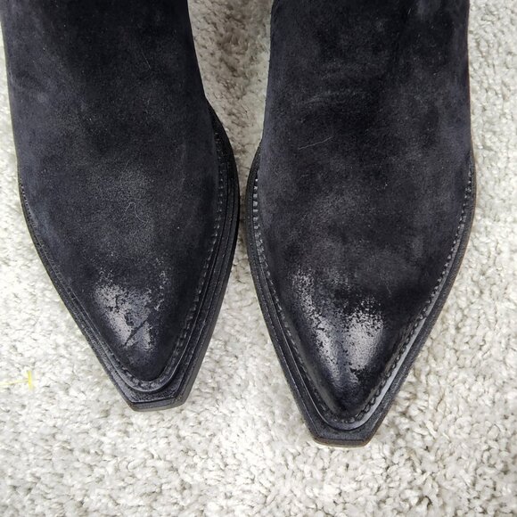 Balenciaga Black Suede Santiag Boots Size 39 Made in Italy Designer USA Clean 6 - Picture 3 of 7